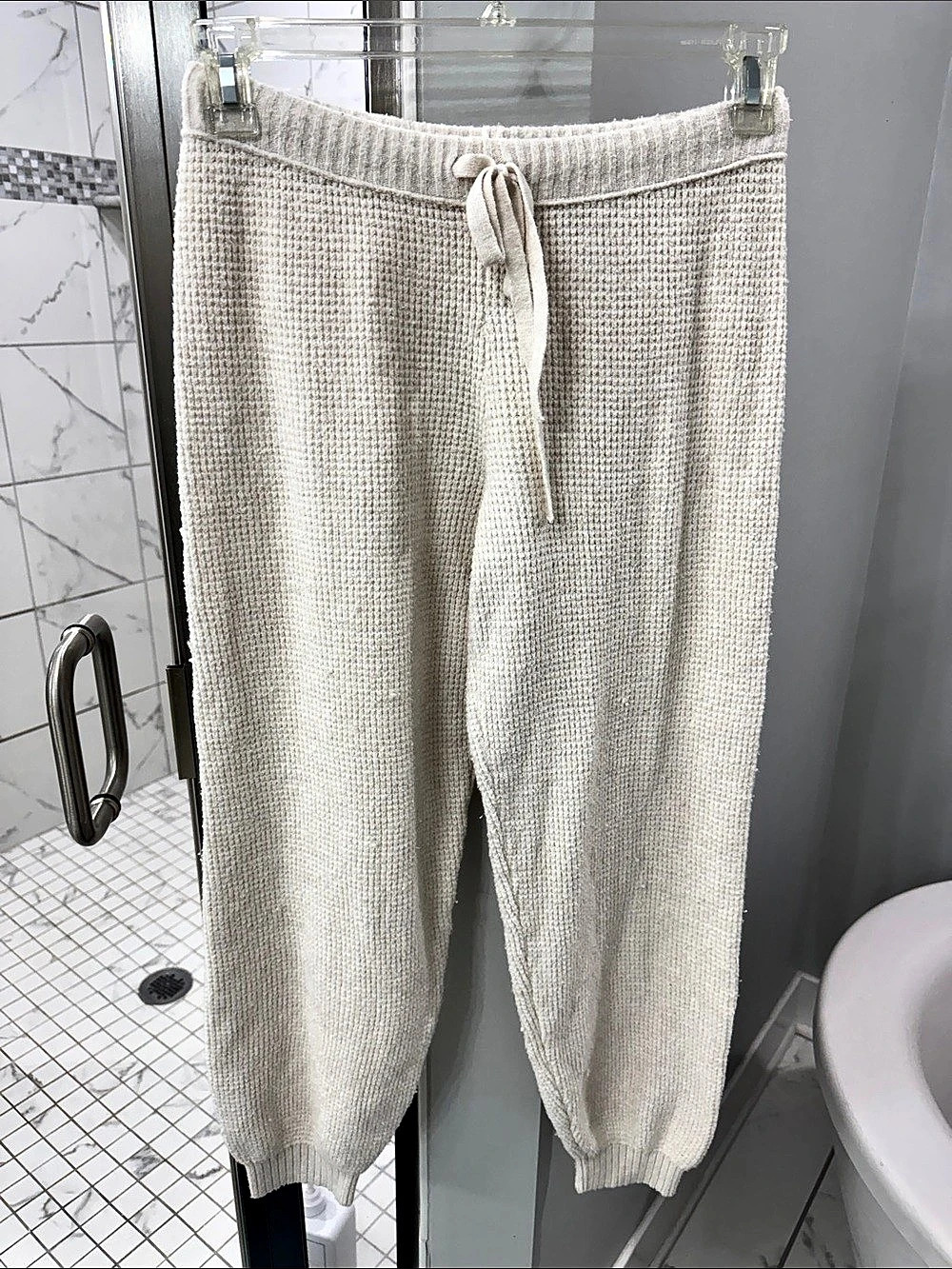 Aerie Unwind Waffle Jogger Knit Pants Cream